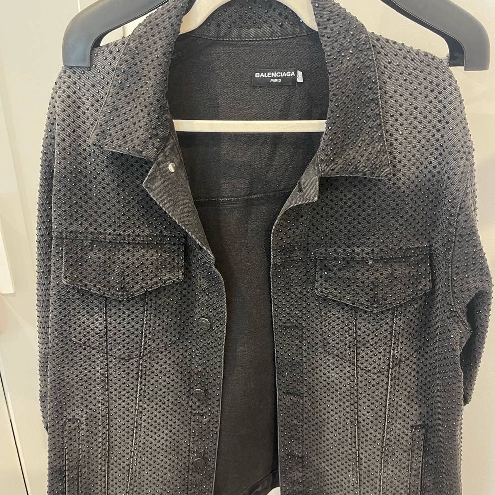 Balenciaga Charcoal Studded Denim Jacket